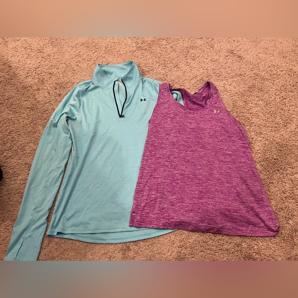 Women’s Medium Under Armour Blue Long Sleeve and Purple Tank Top